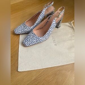 Liberty x J. Crew Floral Slingback pumps with a block heel